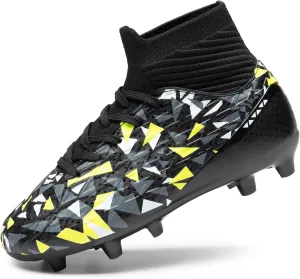 DREAM PAIRS Boys Football Cleats Youth High Top Firm Ground Soccer Shoes for Little/Big Kids