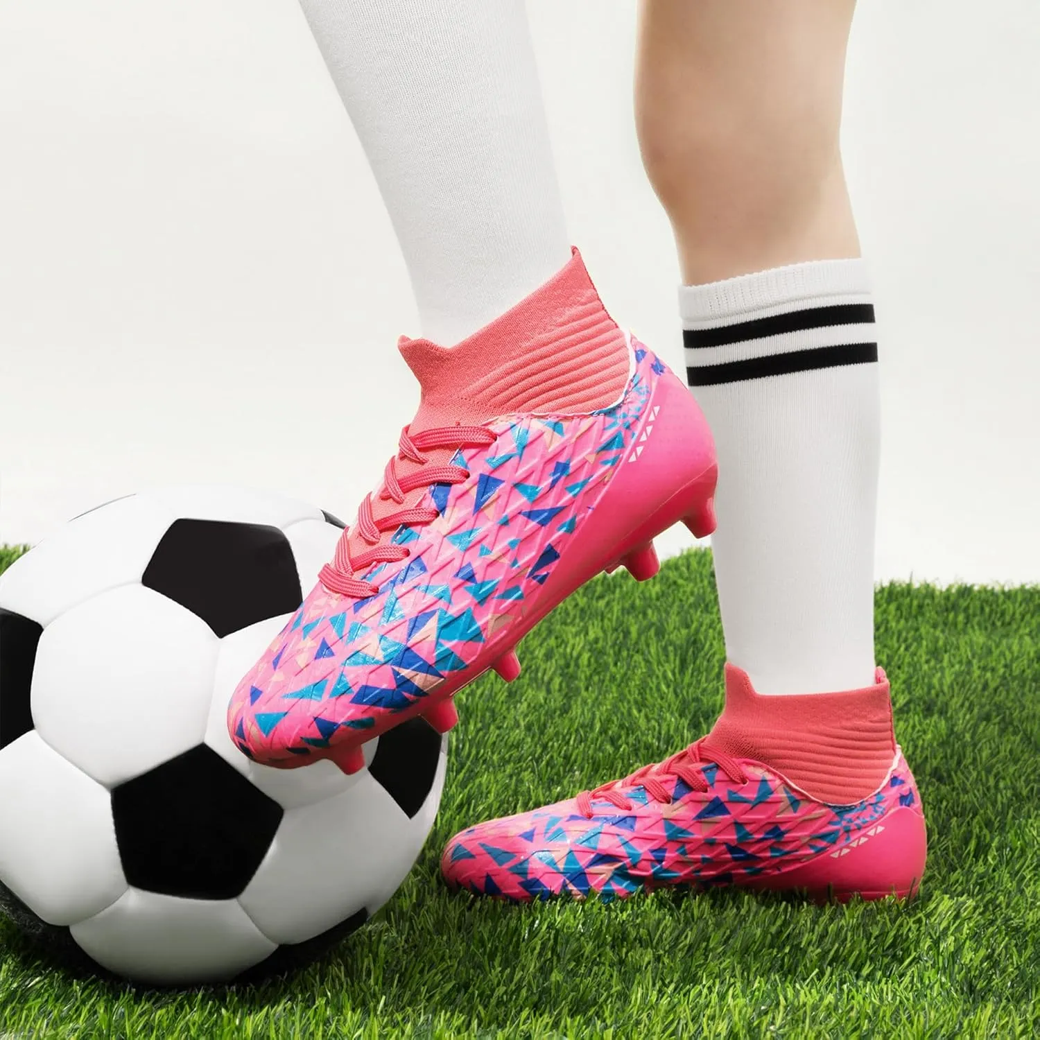 DREAM PAIRS Boys Football Cleats Youth High Top Firm Ground Soccer Shoes for Little/Big Kids