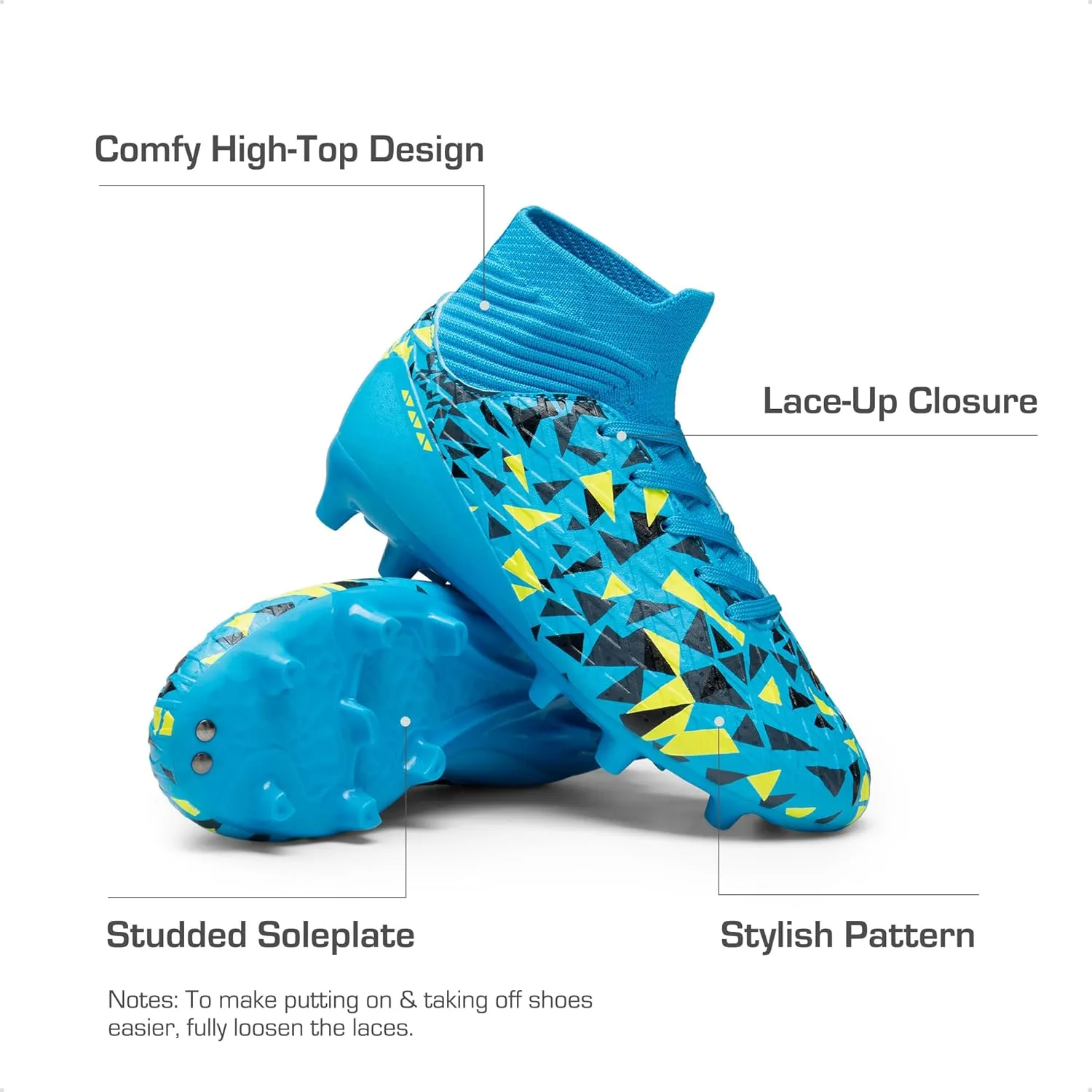 DREAM PAIRS Boys Football Cleats Youth High Top Firm Ground Soccer Shoes for Little/Big Kids