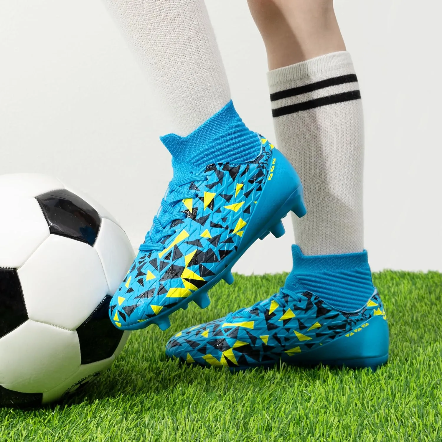 DREAM PAIRS Boys Football Cleats Youth High Top Firm Ground Soccer Shoes for Little/Big Kids