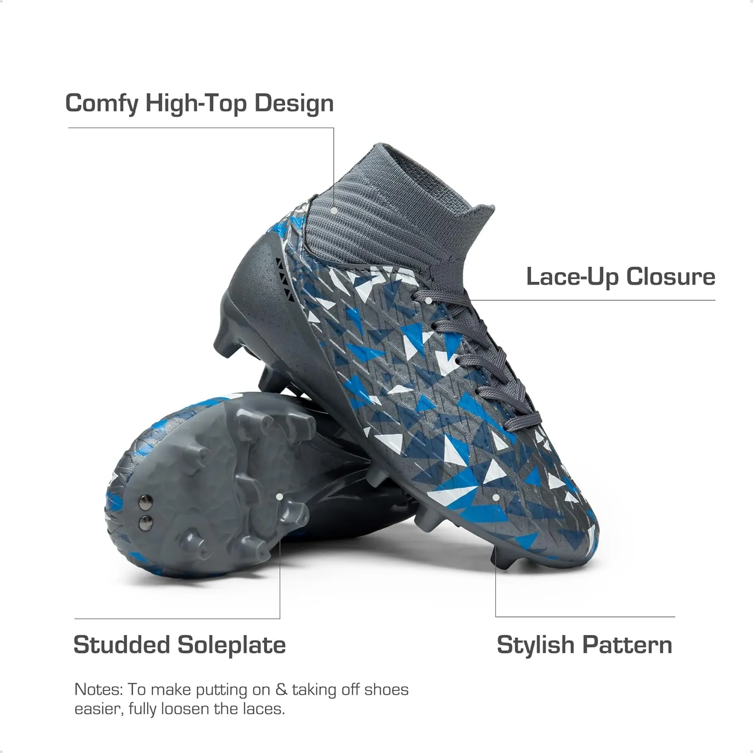 DREAM PAIRS Boys Football Cleats Youth High Top Firm Ground Soccer Shoes for Little/Big Kids