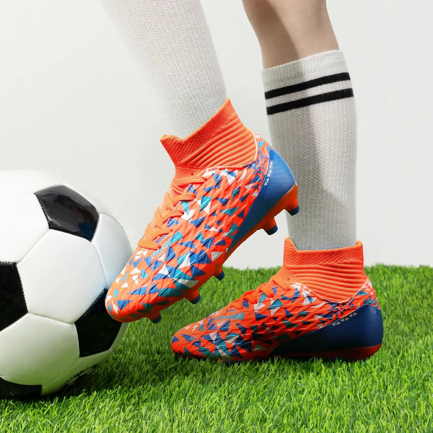 DREAM PAIRS Boys Football Cleats Youth High Top Firm Ground Soccer Shoes for Little/Big Kids