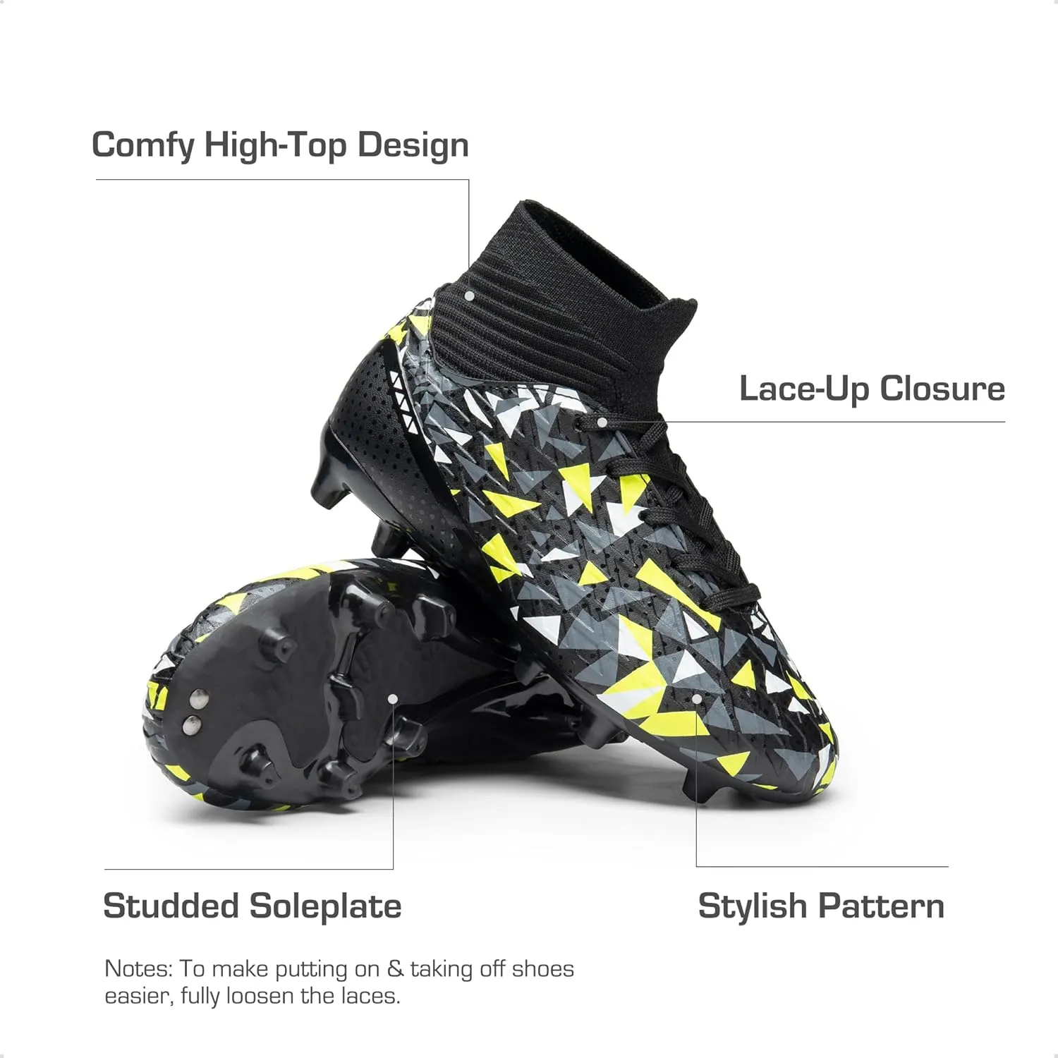 DREAM PAIRS Boys Football Cleats Youth High Top Firm Ground Soccer Shoes for Little/Big Kids