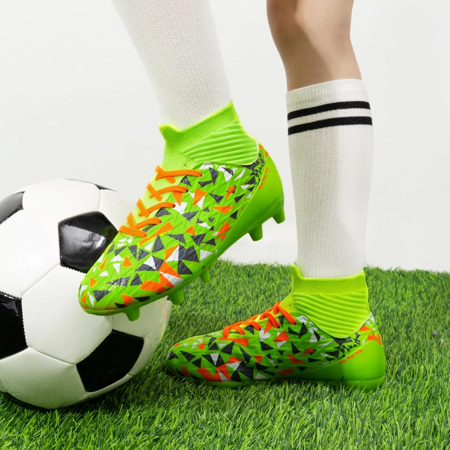 DREAM PAIRS Boys Football Cleats Youth High Top Firm Ground Soccer Shoes for Little/Big Kids