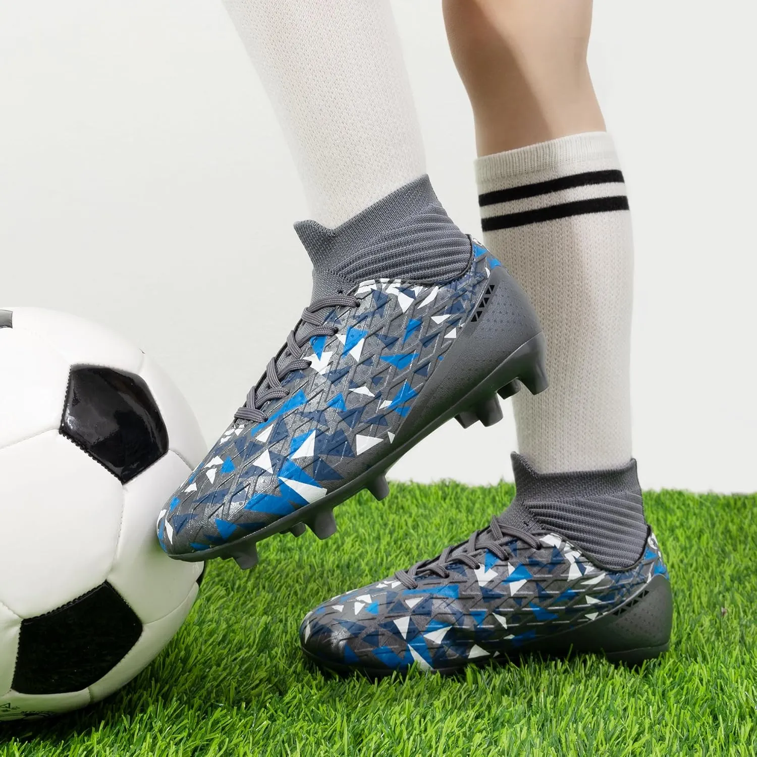DREAM PAIRS Boys Football Cleats Youth High Top Firm Ground Soccer Shoes for Little/Big Kids