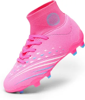 DREAM PAIRS Boys Girls Football Cleats Youth Firm Groud Outdoor Trainning Athletic Sport High Top Soccer Shoes for Little/Big Kid