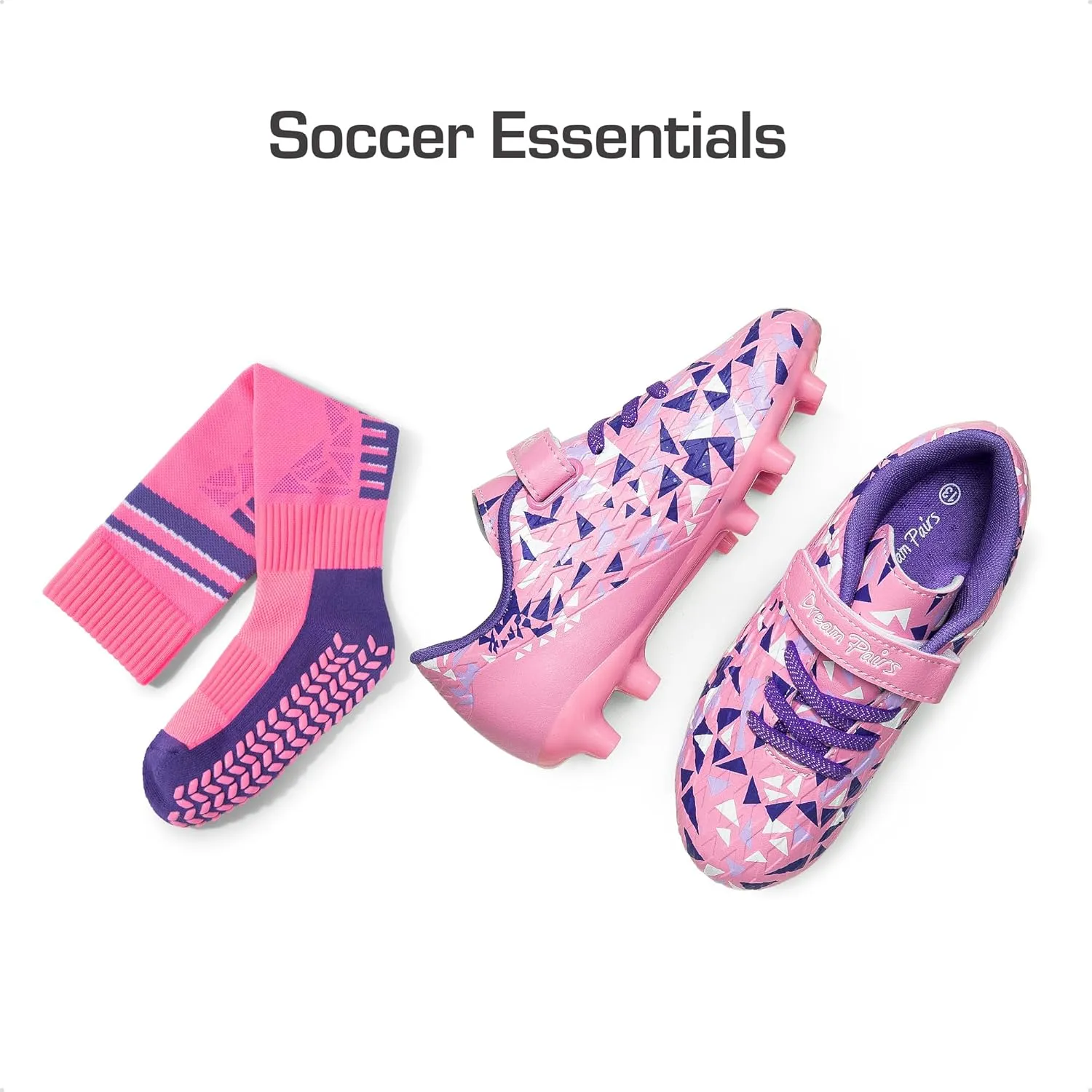 DREAM PAIRS Boys Girls Soccer Cleats Youth Firm Groud Football Shoes with Socks for Little/Big Kids