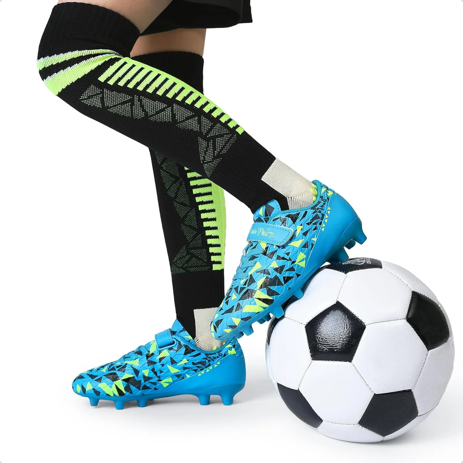 DREAM PAIRS Boys Girls Soccer Cleats Youth Firm Groud Football Shoes with Socks for Little/Big Kids