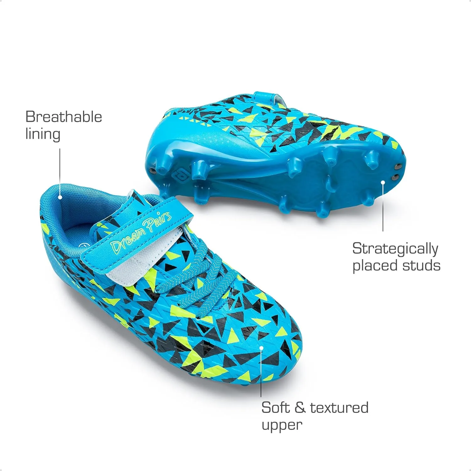 DREAM PAIRS Boys Girls Soccer Cleats Youth Firm Groud Football Shoes with Socks for Little/Big Kids