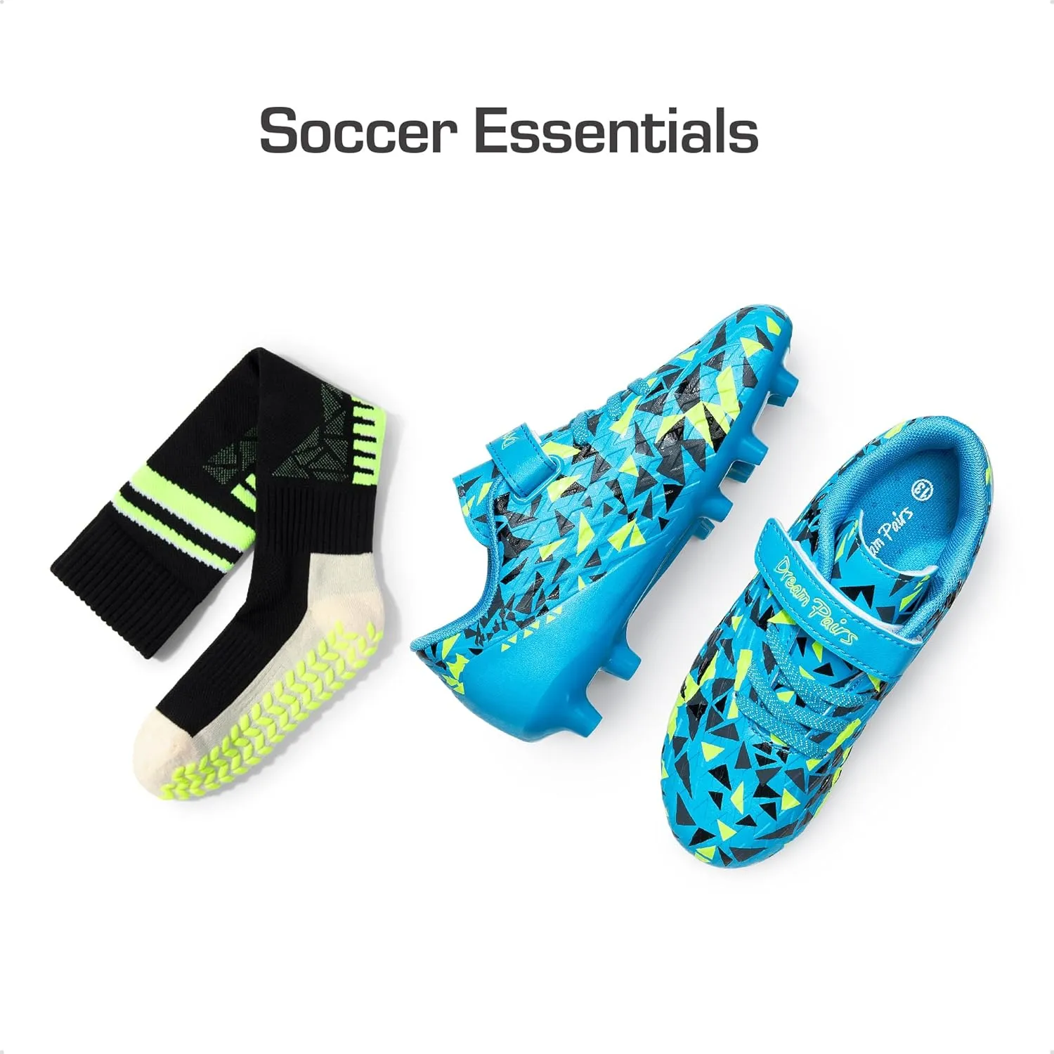 DREAM PAIRS Boys Girls Soccer Cleats Youth Firm Groud Football Shoes with Socks for Little/Big Kids