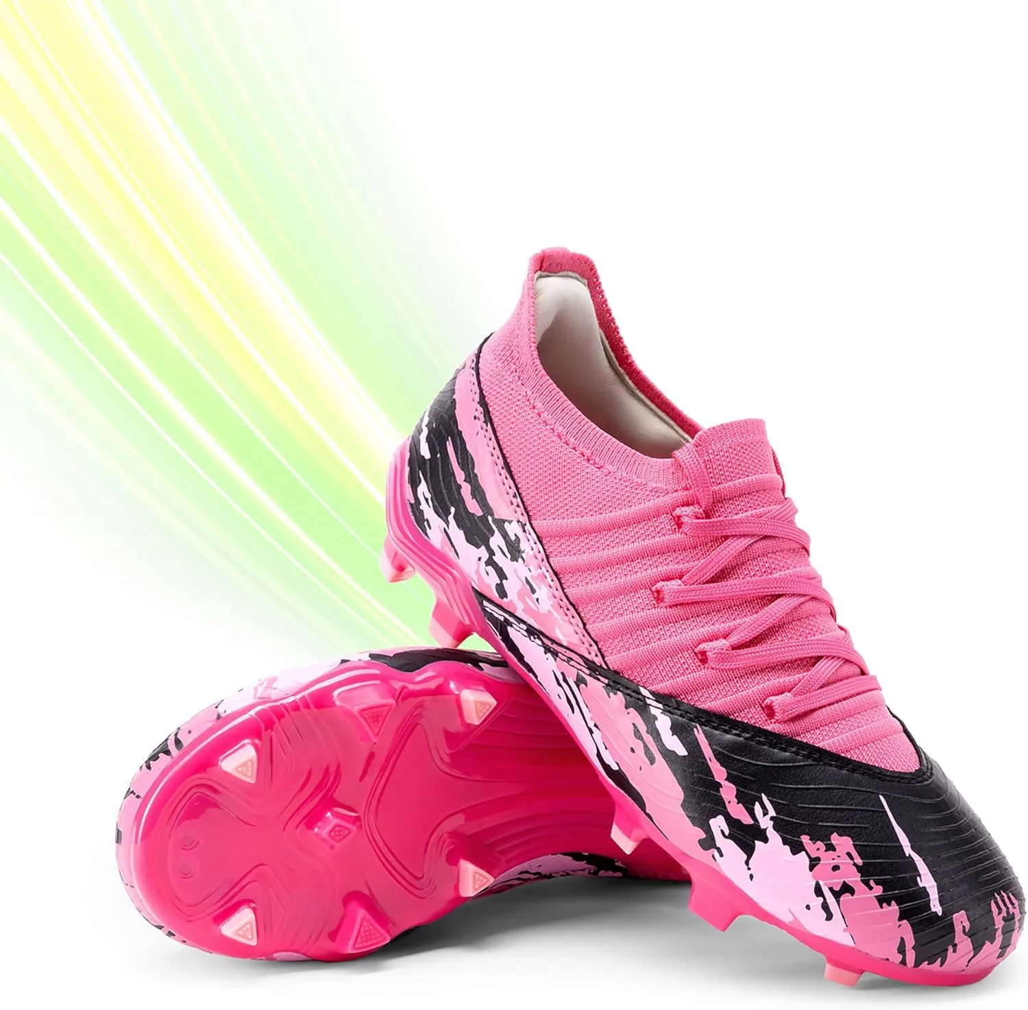 DREAM PAIRS Girls Boys Soccer Cleats Youth Firm Groud Outdoor Sports Athletic Mid-top Football Shoes for Little/Big Kid
