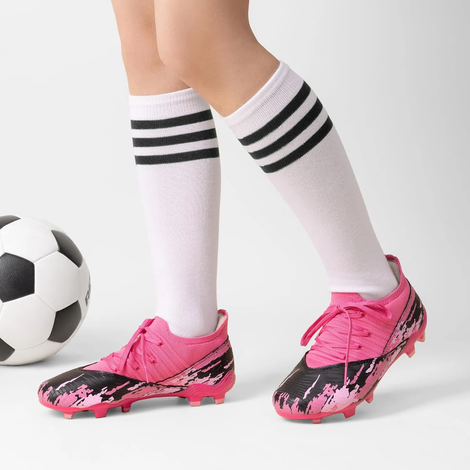 DREAM PAIRS Girls Boys Soccer Cleats Youth Firm Groud Outdoor Sports Athletic Mid-top Football Shoes for Little/Big Kid