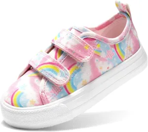 DREAM PAIRS Kid Toddler Sneakers Boys Girls Canvas with Cartoon Dual Hook and Loops for School Walking