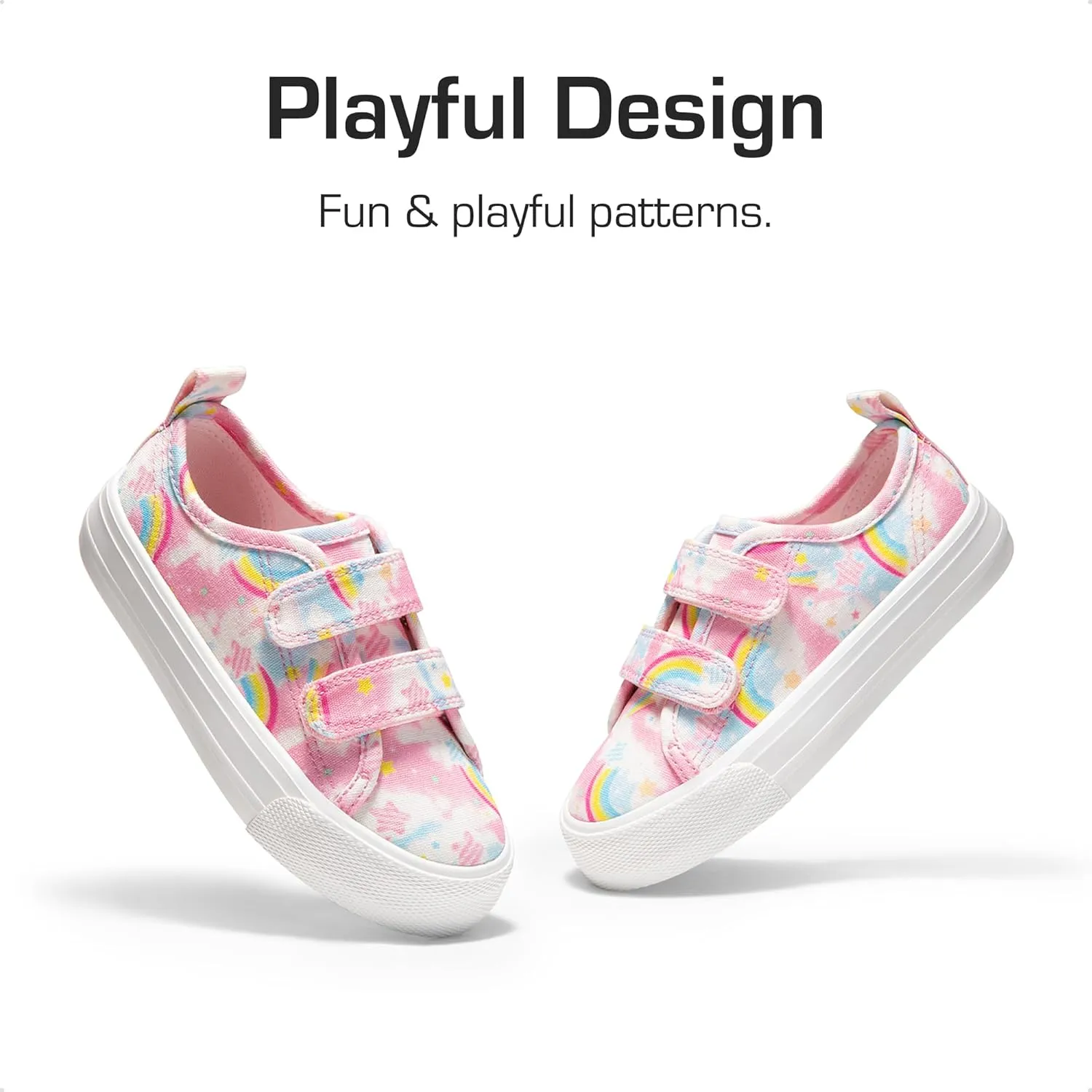 DREAM PAIRS Kid Toddler Sneakers Boys Girls Canvas with Cartoon Dual Hook and Loops for School Walking