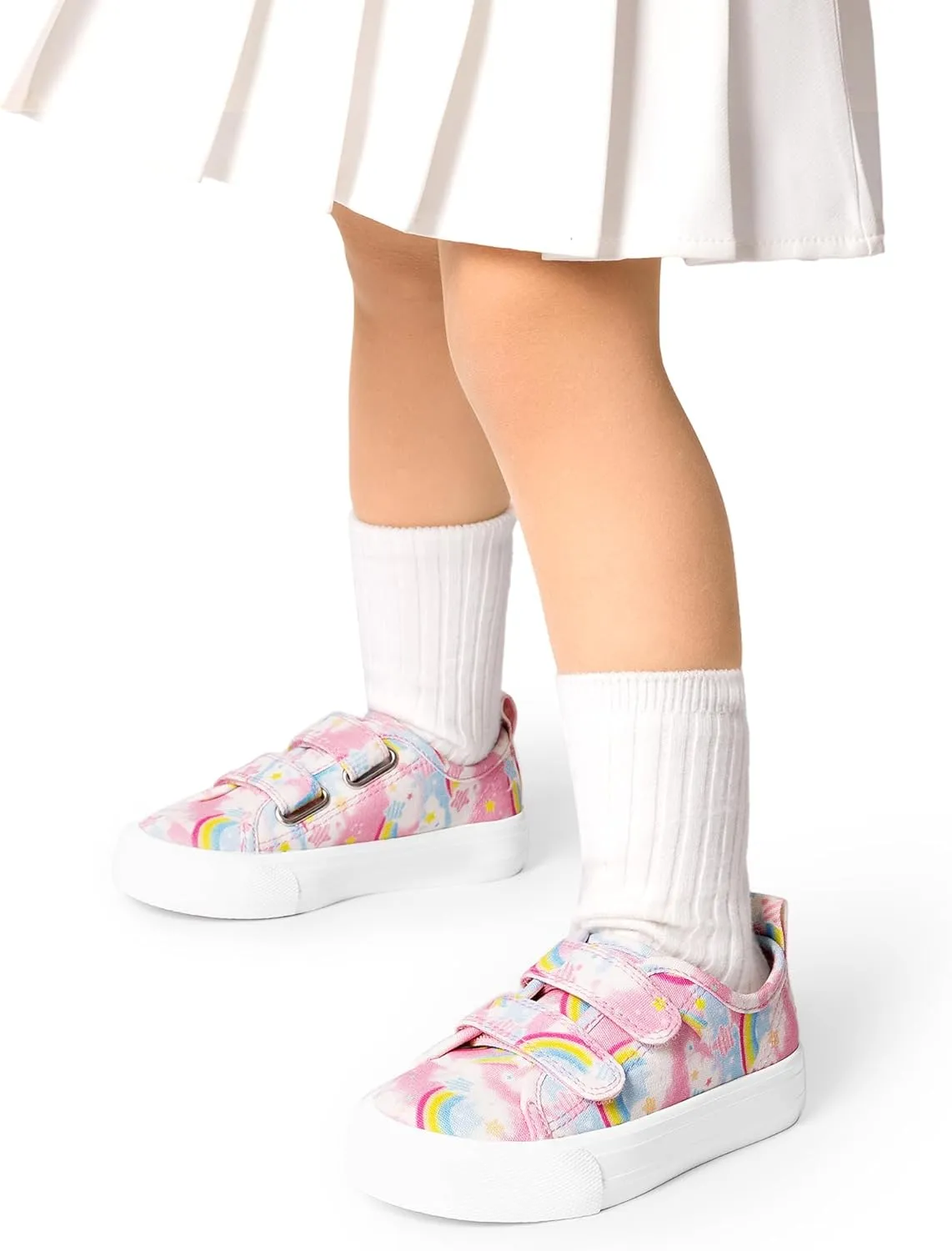 DREAM PAIRS Kid Toddler Sneakers Boys Girls Canvas with Cartoon Dual Hook and Loops for School Walking