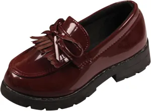 EnJoCho Casual Shoes for Kids Girls Slip On Leather Loafer Tassel Bow Flats School Dress Shoes For Girls Shoes