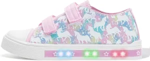 EUXTERPA Toddler Light Up Sneakers Kids Casual Canvas Shoes with Adjustable Strap for Girls Boys