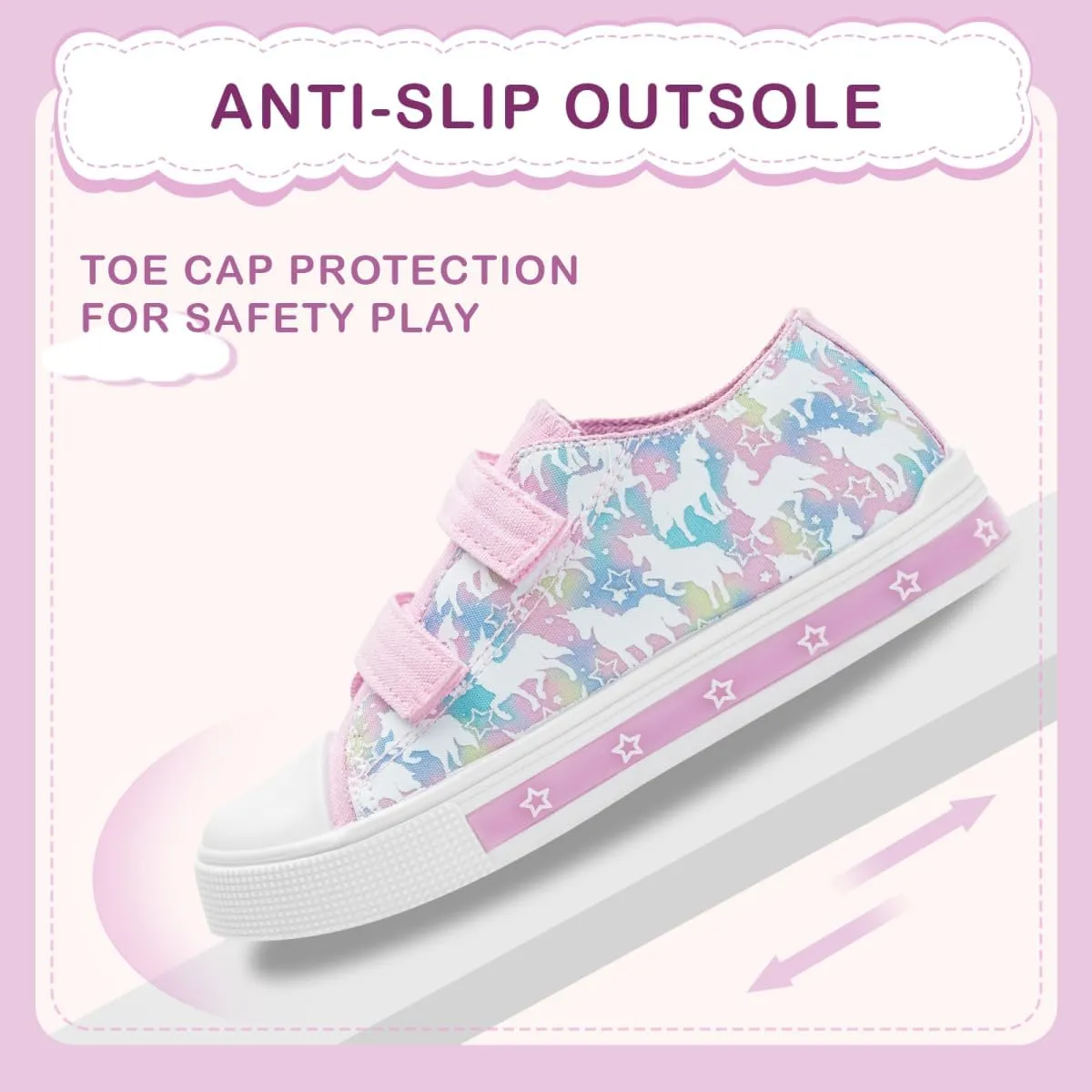 EUXTERPA Toddler Light Up Sneakers Kids Casual Canvas Shoes with Adjustable Strap for Girls Boys
