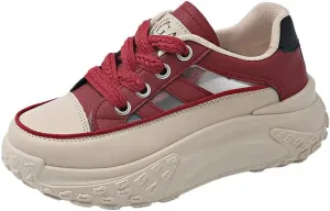 Fashionable Womens Platform Sneakers - Adjustable Lace-Up Design, Lightweight Shock-Absorbing Comfort - Ideal for Casual Chic Daily Wear, Urban Style, All-Match Trainers