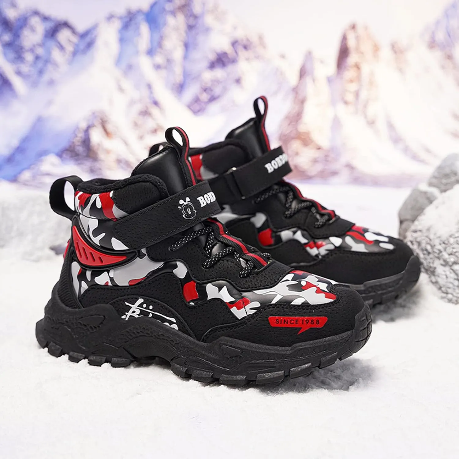 FLIOZY Kids Hiking Boots Boys Girls Winter Snow Boots Non Slip Warm Snow Sports Shoes Outdoor Walking Climbing Sneaker