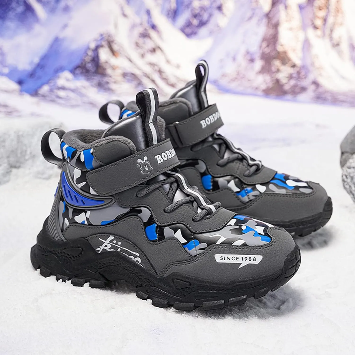 FLIOZY Kids Hiking Boots Boys Girls Winter Snow Boots Non Slip Warm Snow Sports Shoes Outdoor Walking Climbing Sneaker