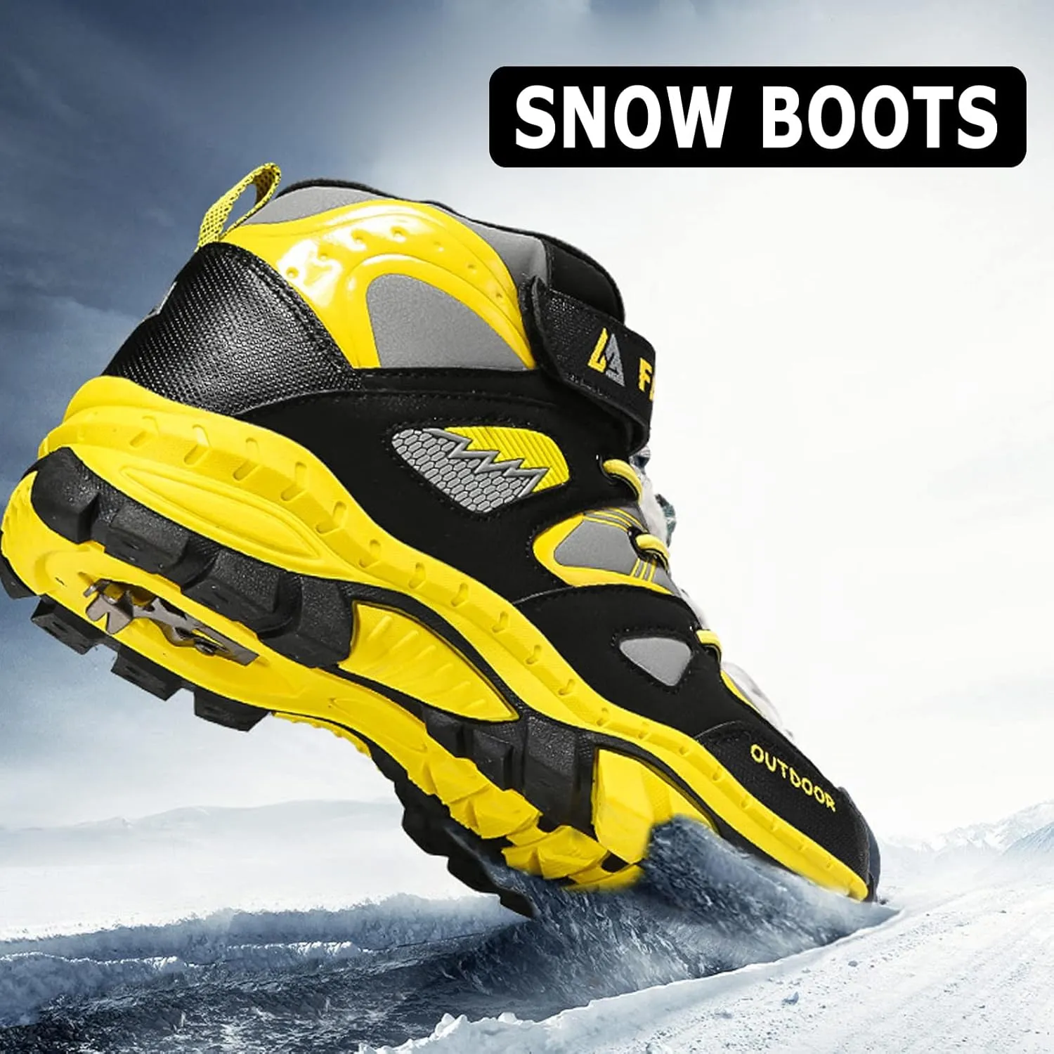 FLIOZY Kids Hiking Boots Boys Girls Winter Snow Boots Non Slip Warm Snow Sports Shoes Outdoor Walking Climbing Sneaker