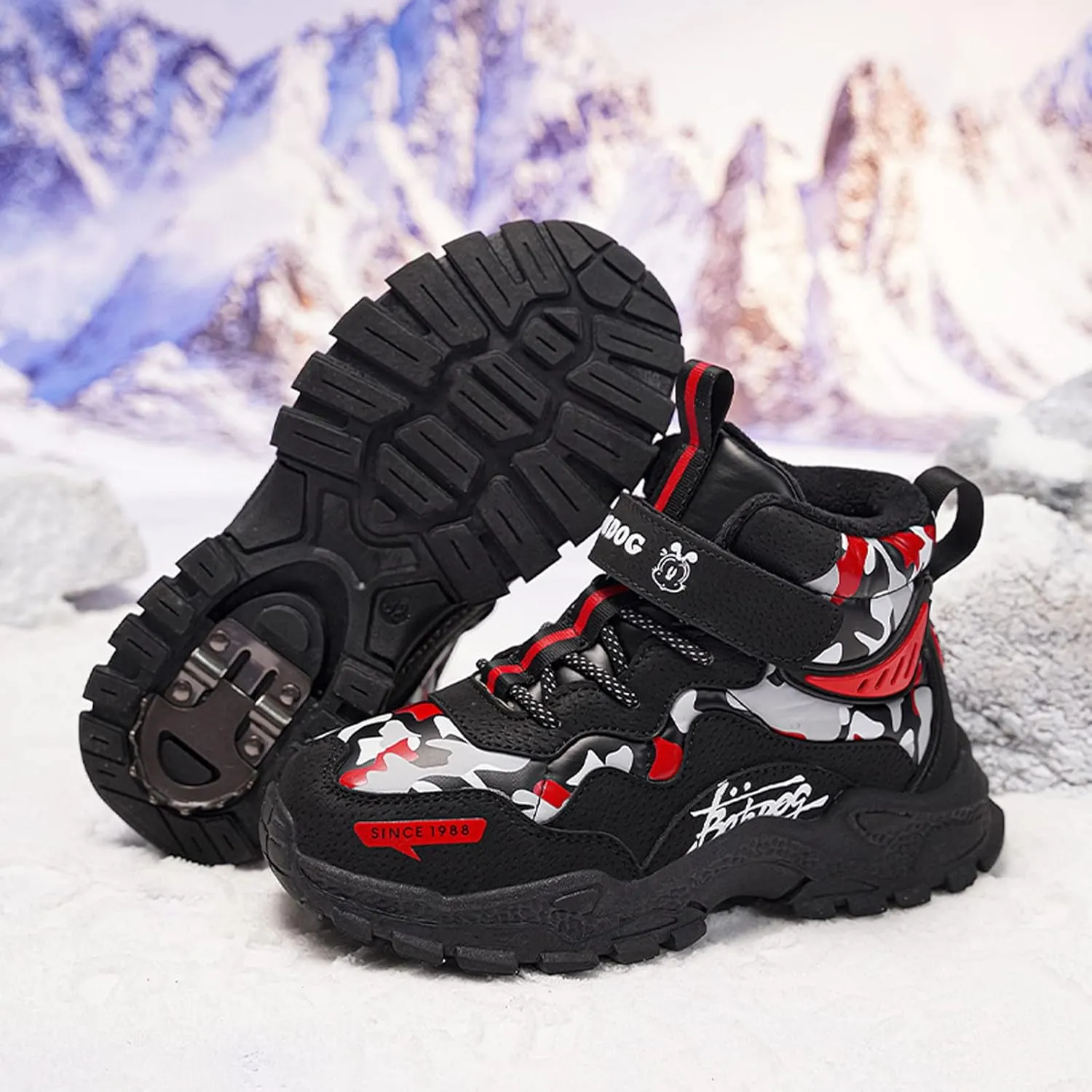 FLIOZY Kids Hiking Boots Boys Girls Winter Snow Boots Non Slip Warm Snow Sports Shoes Outdoor Walking Climbing Sneaker
