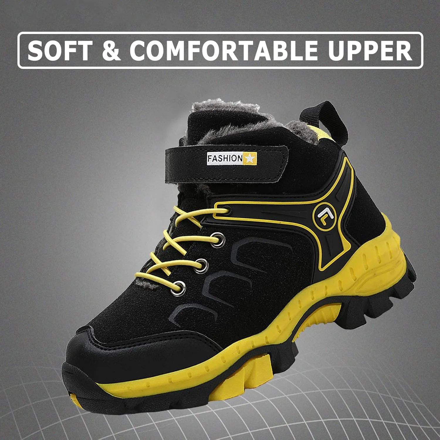 FLIOZY Kids Hiking Boots Boys Girls Winter Snow Boots Non Slip Warm Snow Sports Shoes Outdoor Walking Climbing Sneaker