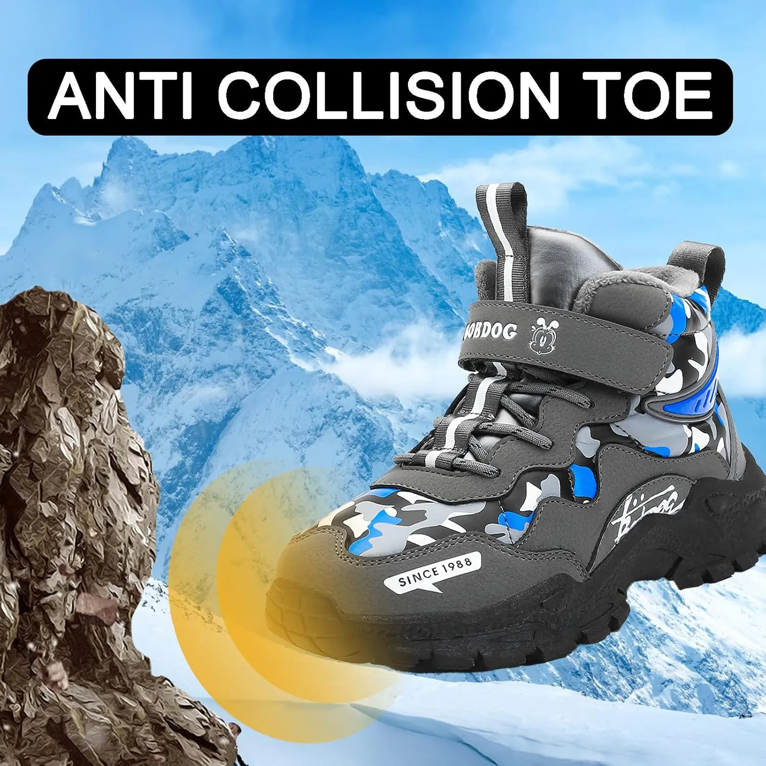 FLIOZY Kids Hiking Boots Boys Girls Winter Snow Boots Non Slip Warm Snow Sports Shoes Outdoor Walking Climbing Sneaker