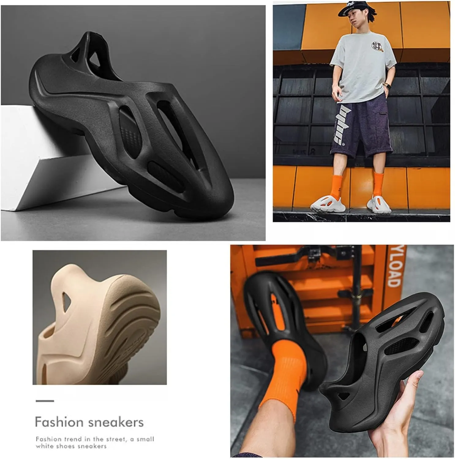 Foam Runners Shoes for Men and Women Unisex Foam Runner Non-Slip Lightweight Breathable Soft Fashion Sandals, 11.5 Women /10.5 Men,Black