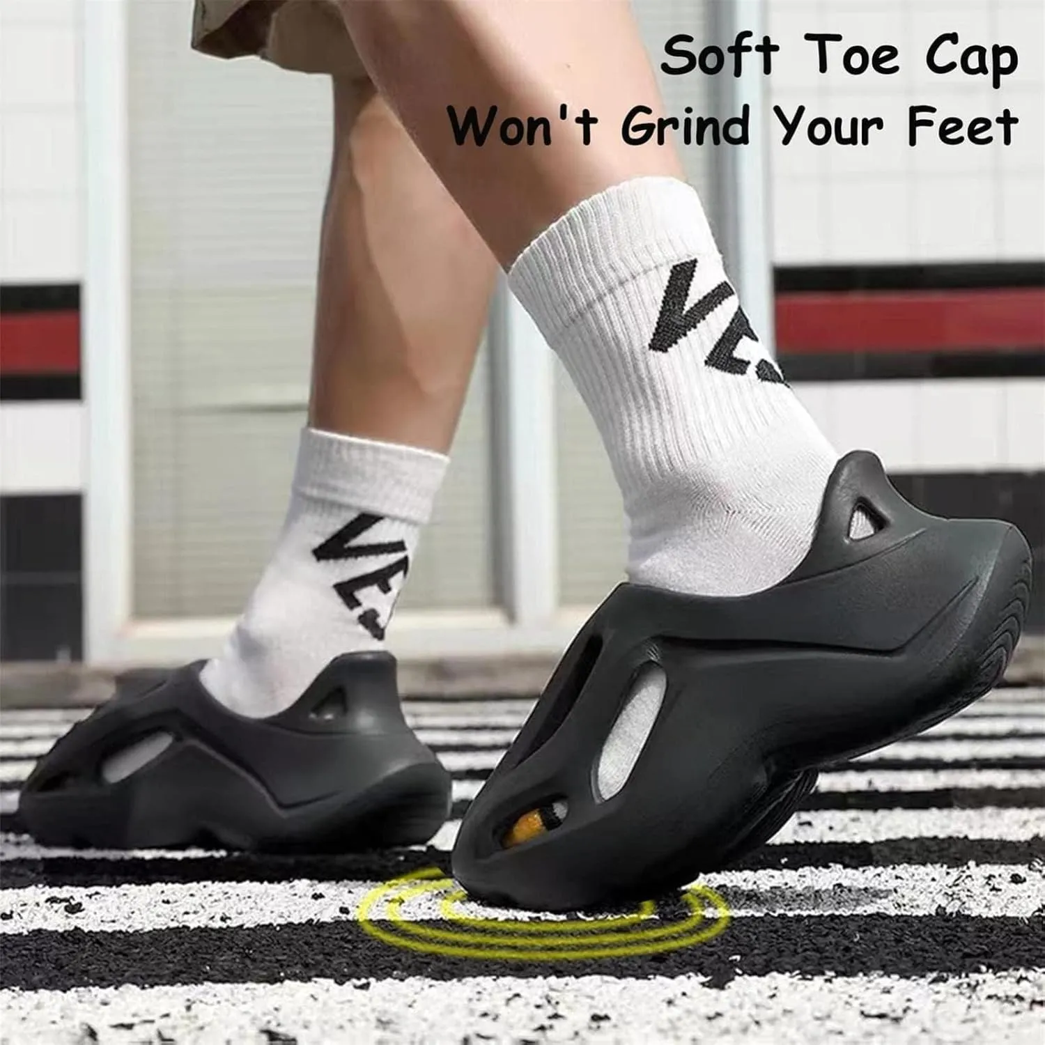 Foam Runners Shoes for Men and Women Unisex Foam Runner Non-Slip Lightweight Breathable Soft Fashion Sandals, 11.5 Women /10.5 Men,Black