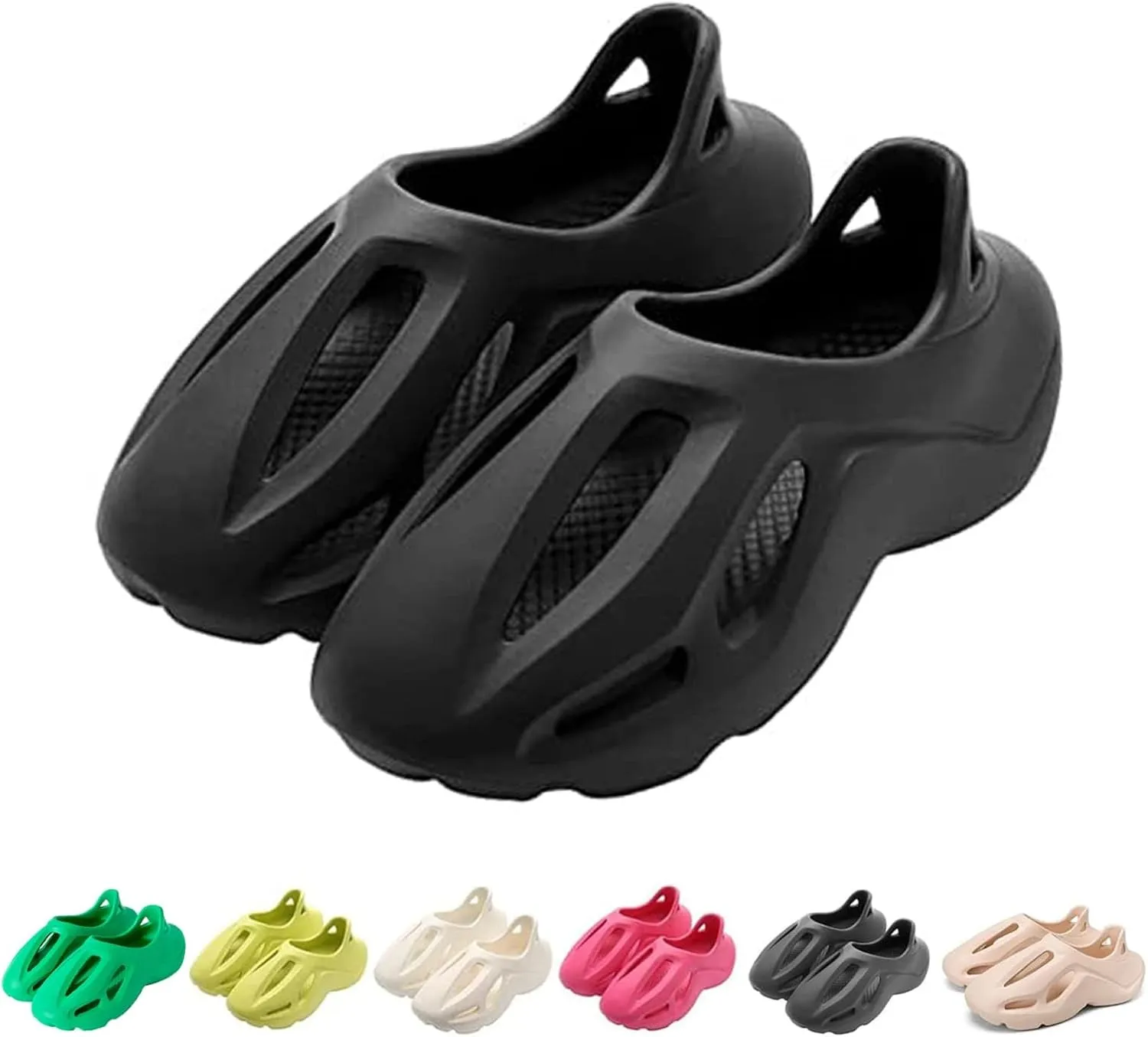 Foam Runners Shoes for Men and Women Unisex Foam Runner Non-Slip Lightweight Breathable Soft Fashion Sandals, 11.5 Women /10.5 Men,Black