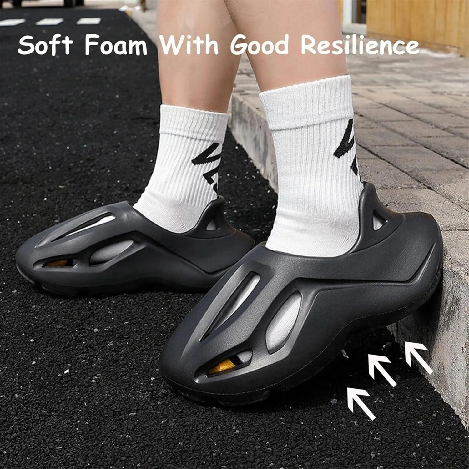 Foam Runners Shoes for Men and Women Unisex Foam Runner Non-Slip Lightweight Breathable Soft Fashion Sandals, 11.5 Women /10.5 Men,Black