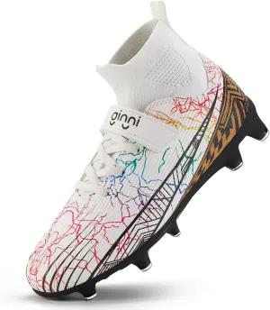 GINNI Kids Firm Ground Soccer Cleats Boys Girls Athletic Soccer Shoes Youth Outdoor Football Cleats Lightweight Breathable FG/AG Baseball Cleats Football Boots Shoes for Toddler/Little Kids/Big Kids