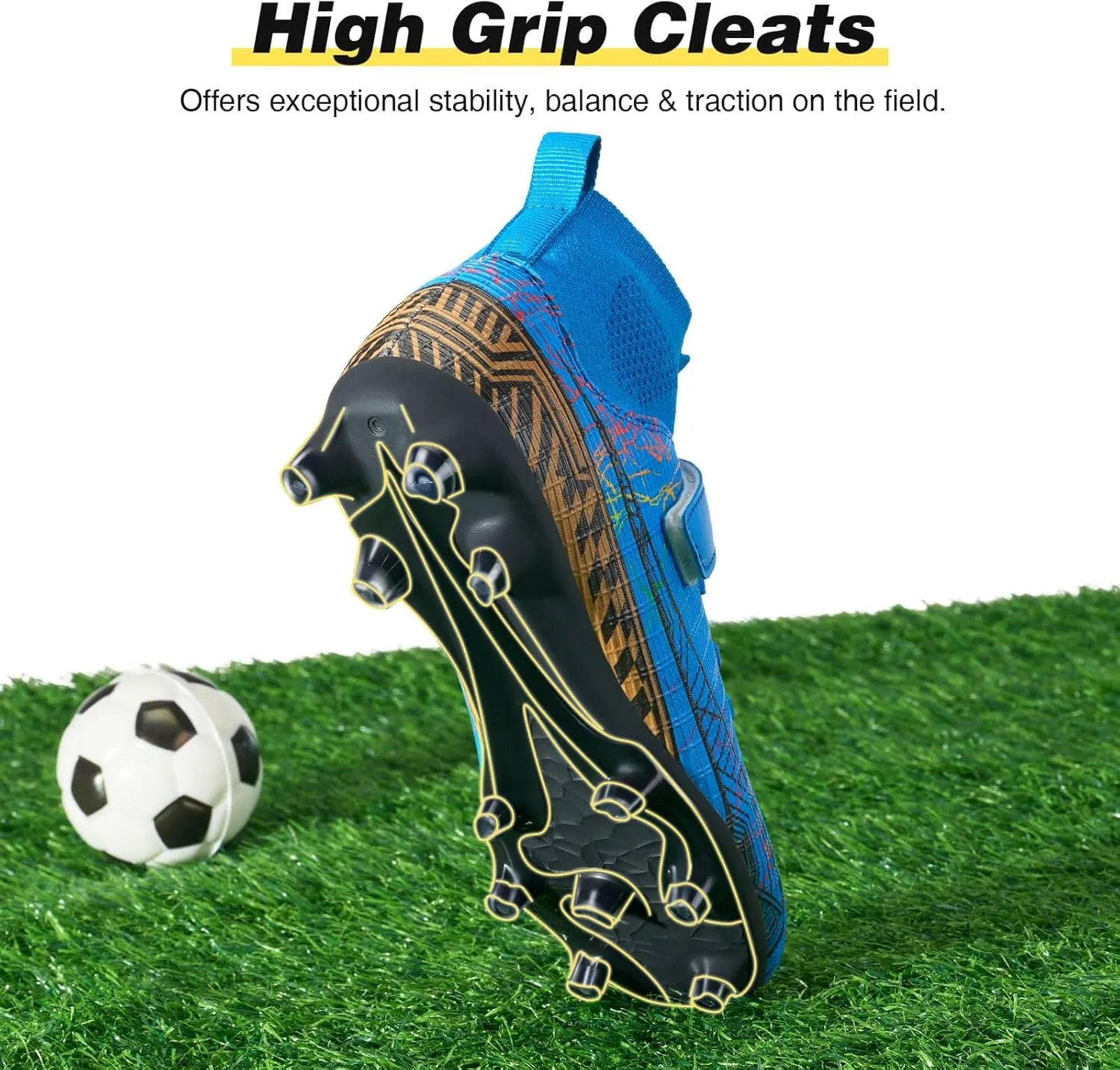 GINNI Kids Firm Ground Soccer Cleats Boys Girls Athletic Soccer Shoes Youth Outdoor Football Cleats Lightweight Breathable FG/AG Baseball Cleats Football Boots Shoes for Toddler/Little Kids/Big Kids