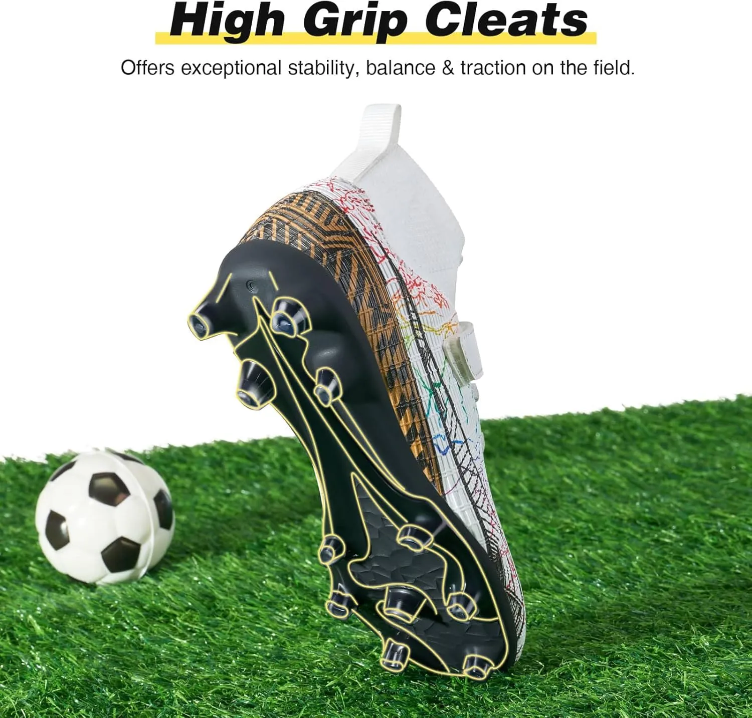 GINNI Kids Firm Ground Soccer Cleats Boys Girls Athletic Soccer Shoes Youth Outdoor Football Cleats Lightweight Breathable FG/AG Baseball Cleats Football Boots Shoes for Toddler/Little Kids/Big Kids