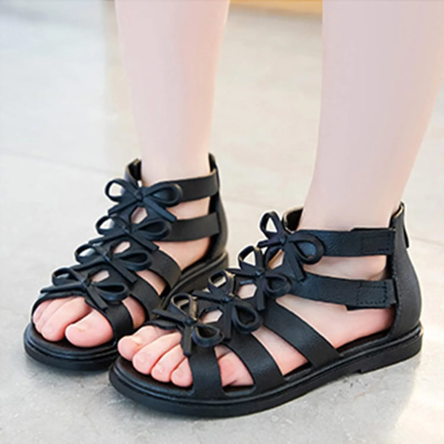 Gymnastic Flip Flops Toddler Kids Little Child Girls Soild Bowknot Princress Shoes Soft Girl Toddler Sandals