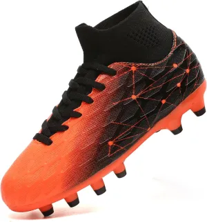 Hanani Boys Girls Soccer Cleats for Kids Football Shoes High Top Training Youth Football Cleats Outdoor/Indoor Athletic Turf Shoes