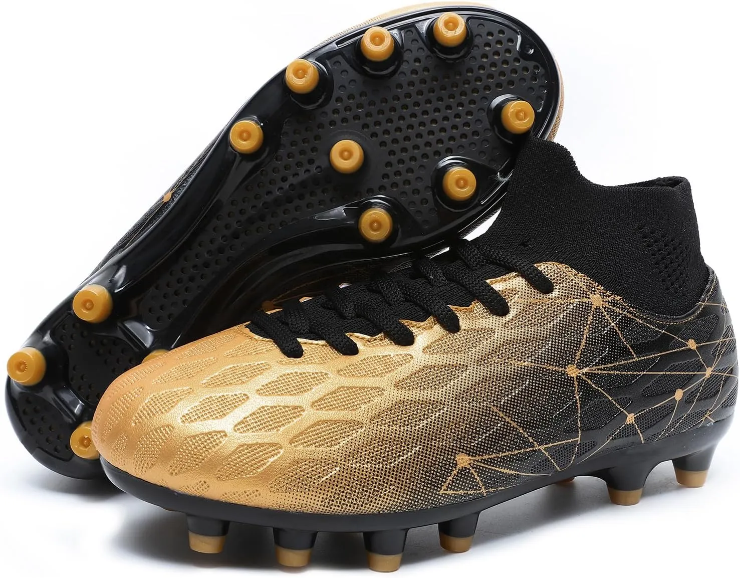 Hanani Boys Girls Soccer Cleats for Kids Football Shoes High Top Training Youth Football Cleats Outdoor/Indoor Athletic Turf Shoes