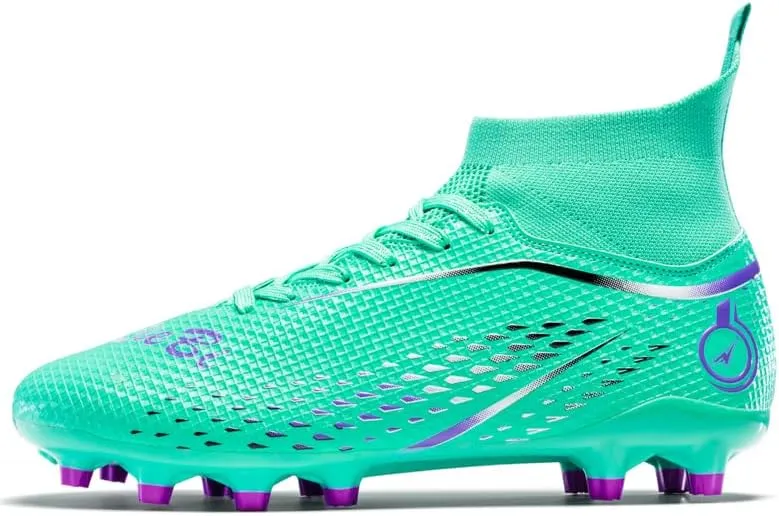 High Top Soccer Cleats, Professional Training Shoes, AG/FG Non-Slip Spikes, Yellow