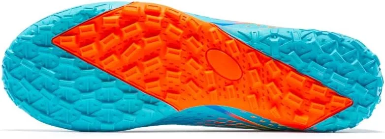 High Top Soccer Cleats, Professional Training Shoes, Non-Slip Rubber Sole, Water Resistant, Breathable Mesh Lining, Turquoise/Orange