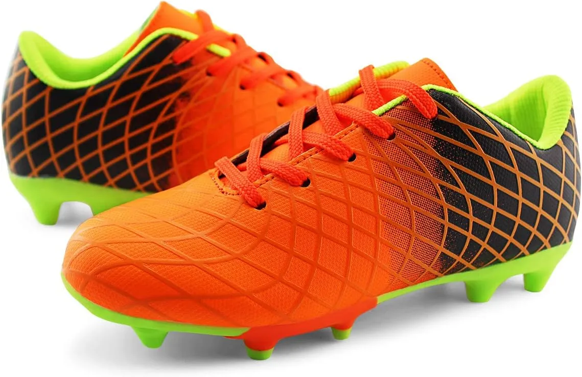 JABASIC Kids Outdoor Soccer Cleats Athletic Firm Ground Football Shoes