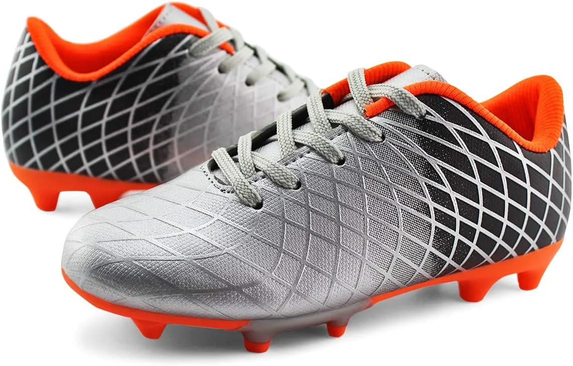 JABASIC Kids Outdoor Soccer Cleats Athletic Firm Ground Football Shoes