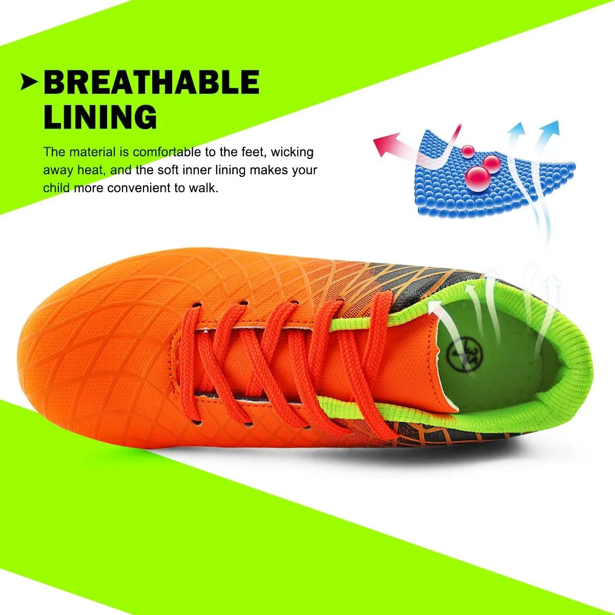 JABASIC Kids Outdoor Soccer Cleats Athletic Firm Ground Football Shoes