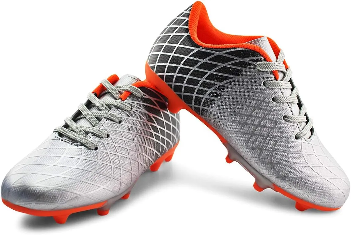 JABASIC Kids Outdoor Soccer Cleats Athletic Firm Ground Football Shoes