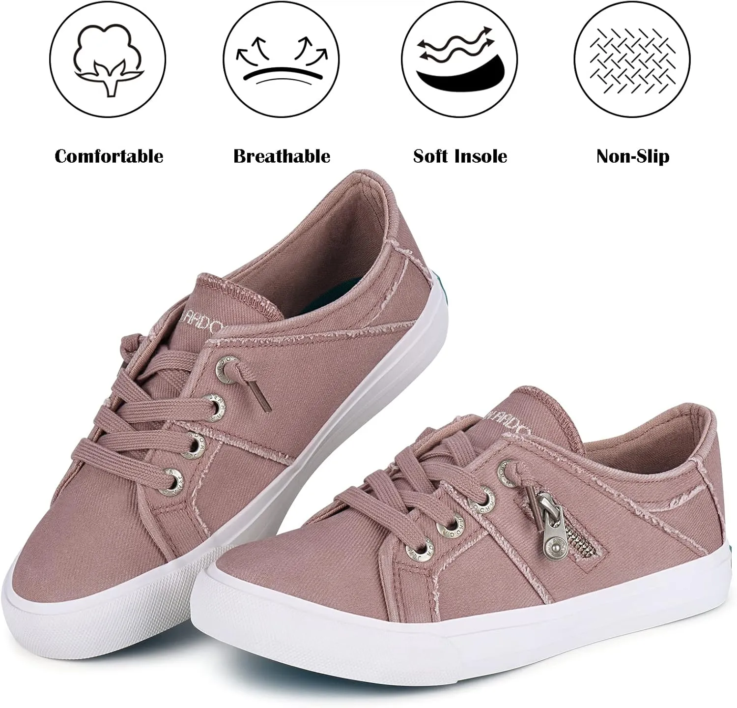 JENN ARDOR Women Sneakers Low Top Slip On Fashion Shoes Lace up Canvas Flats Walking Running Shoes
