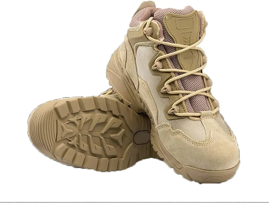 KEHAIOO Men Military Desert Combat Shoes, Outdoor Waterproof Army Tactical Boots, Breathable Climbing Sneaker