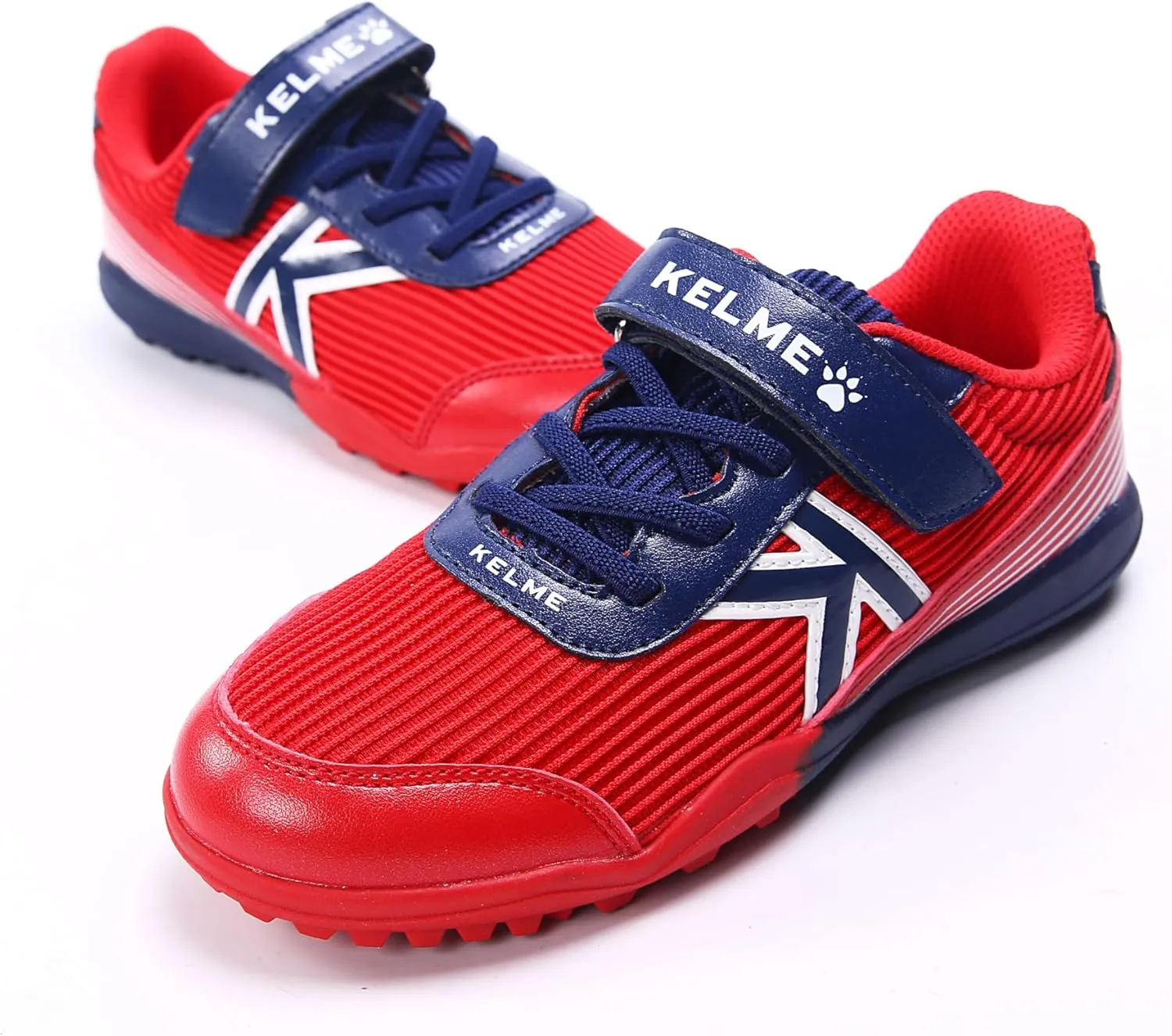 KELME Laceless Soccer Cleats Youth and Kids  Futsal or Turf Soccer Shoes for Boys/Girls  Indoor or Outdoor Velcro Football Boots