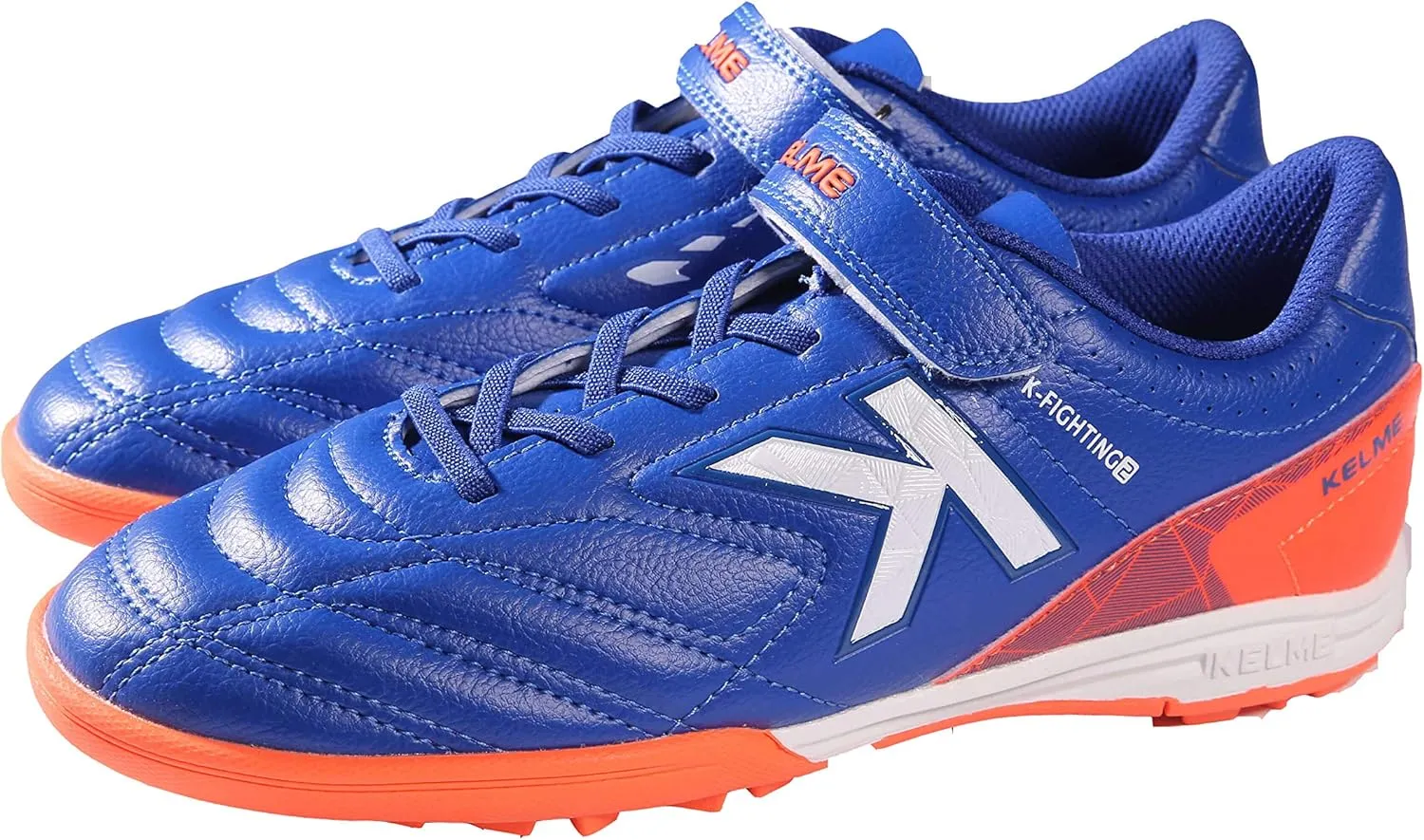 KELME Laceless Soccer Cleats Youth and Kids  Futsal or Turf Soccer Shoes for Boys/Girls  Indoor or Outdoor Velcro Football Boots