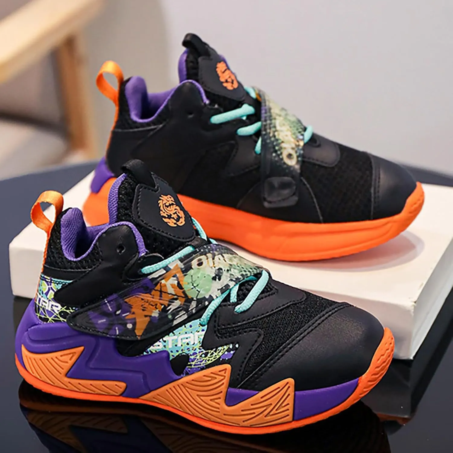 Kids Basketball Shoes Boys Girls Lightweight Breathable Sports Sneakers Outdoor School Trainers for Big Kids Youth